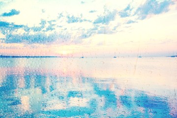 Grußkarte - Segelboote im Sonnenuntergang 