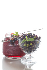 Berry ripe black currant with jam