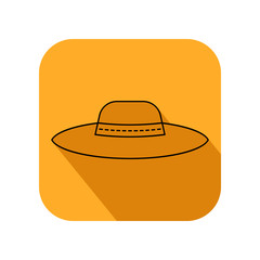 Sun hat, protective clothing. Flat icon, object of fashion accessory.