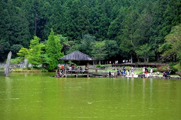 Fototapeta na wymiar View of the beautiful Clear Lake (Mingchi forest recreation Area) in Ilan city ,Taiwan