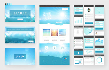 Website design template and interface elements