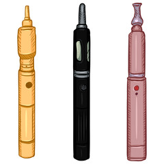 Vector Cartoon Set of Three Electronic Cigarettes.