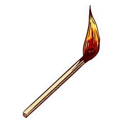 Vector Single Cartoon Burning Matchstick