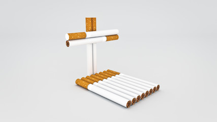 Cigarette concept of death. 3d rendering