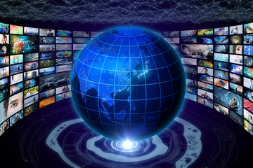  worldwide internet streaming service concept. 'elements of this image furnished by NASA'. 3D...