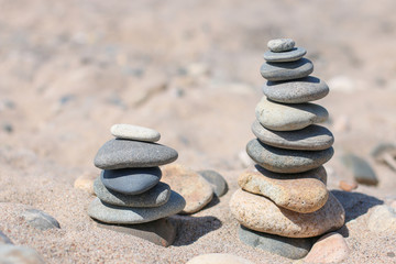 Fototapeta na wymiar Balance stone. Zen rocks on the beach. Feng Shui balance