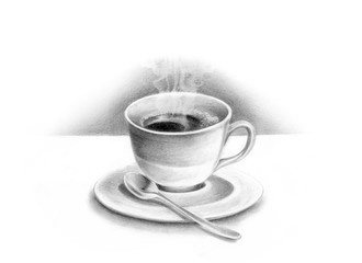 Coffee cup pencil drawing