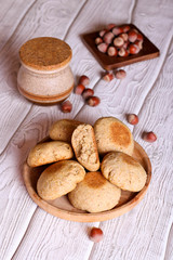 homemade oat cookie with honey and hazelnut