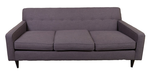tufted 3-cushion contemporary sofa against white background