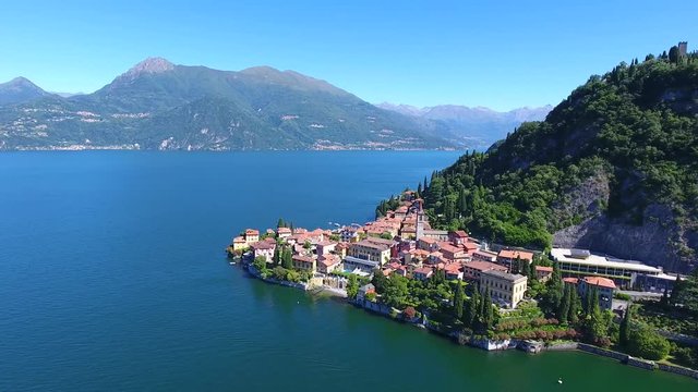 Village of Varenna - Tourism destination on Como lake - Aerial view