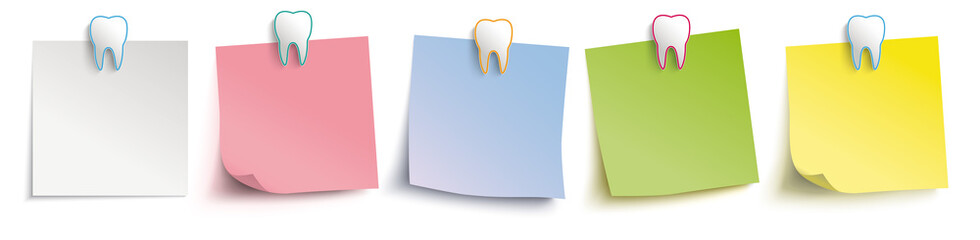 Termine beim Zahnarzt - bunte Klebezettel Header - obrazy, fototapety, plakaty