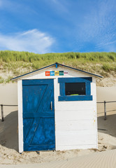 Fototapeta na wymiar Blue Cabin on the Beach