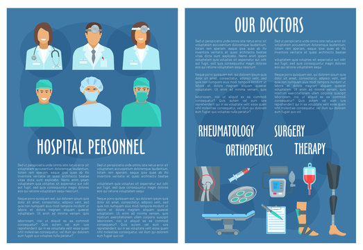 Medical vector brochure of hospital doctors