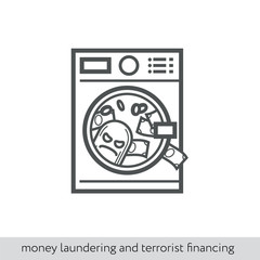 Money laundering and terrorist financing. Vector thin line icon for infographics and print design