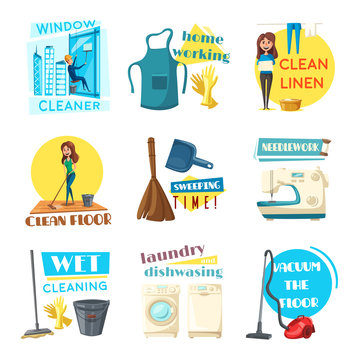 House or room cleaning vector flat desing