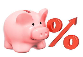 Piggy bank and percent symbol