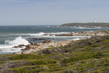 Danger Point lighthouse and bay, Gansbaai, South Africa