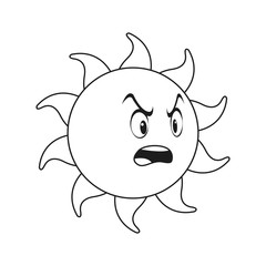 outlined sunny face smiling character icon