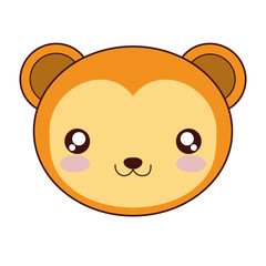 kawaii monkey animal icon over white background vector illustration