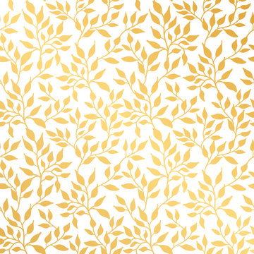Flowers Leaf Gold Seamless Pattern