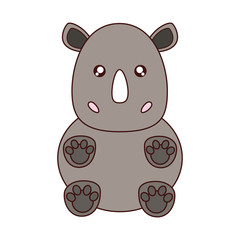 kawaii rhino animal icon over white background vector illustration