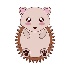 kawaii porcupine animal icon over white background vector illustration