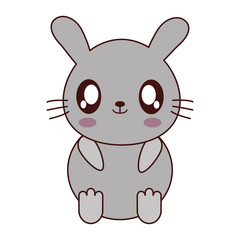 kawaii rabbit animal icon over white background vector illustration