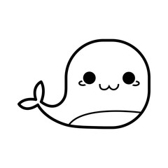 kawaii whale animal icon over white background vector illustration