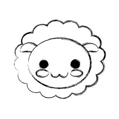 kawaii sheep icon over white background vector illustration