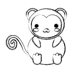 kawaii monkey icon over white background vector illustration