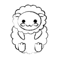 kawaii sheep icon over white background vector illustration