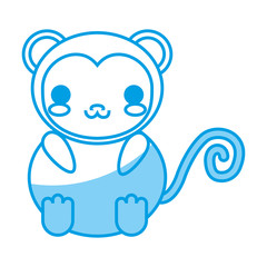 kawaii monkey icon over white background vector illustration