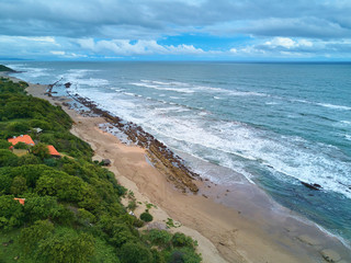 Ocean shoreline aerial view