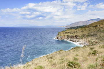 Vista panoramica sulla costa dalla Riserva Naturale dello Zingaro, Sicilia	
