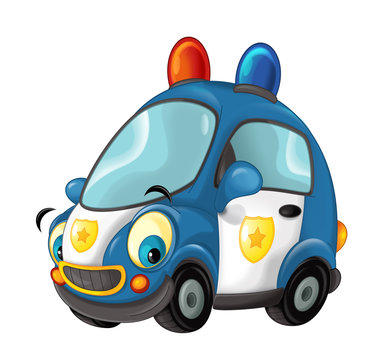 recommend clip art: Cartoon police car on white background - illustration for children