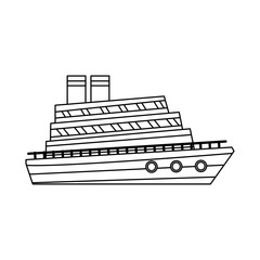 cruise boat in the sea side view vacation travel style vector illustration