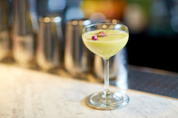 glass of cocktail at bar