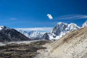 Fototapeta na wymiar Landscape of Himalaya mountains along the way to Everest base camp, Nepal