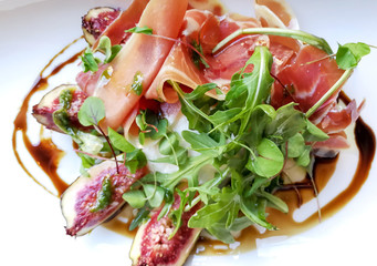 close up of tasty cold meats on the table