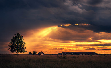 Beautiful rural scene after the rain