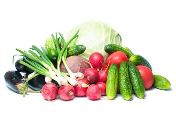 Set of vegetables on a white background