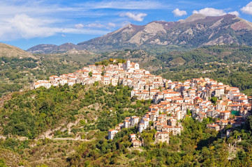 Fototapeta na wymiar Rivello is a charming medieval village in a scenic position high above the Tyrrhenian sea - Basilicata, Italy