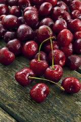 Cherry on a wooden background