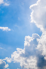 Blue skies and fluffy white clouds