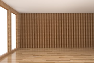 empty hardwood interior room in 3D rendering