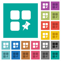 Pin component square flat multi colored icons