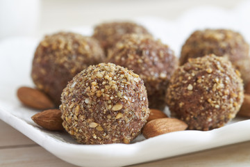 Raw vegan almond pulp cookies with mixed seeds