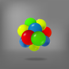 Abstract molecule. Atoms. 3d vector illustration. Science concept. Nucleus.