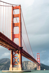 Golden Gate Bridge in San Francisco on a partly cloudy day