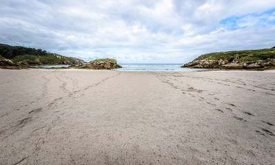 Atlantic sandy beach in Galicia Spain.